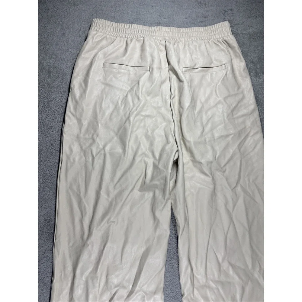 Steve‎ Madden Gilda Pant Imitation Leather Ivory Size XL NWT